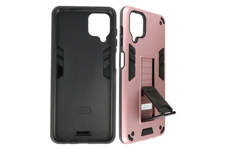 Stand Shockproof Telefoonhoesje - Magnetic Stand Hard Case - Grip Stand Back Cover - Backcover Hoesje voor Samsung Galaxy A12 - Roze