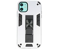 Stand Shockproof Telefoonhoesje - Magnetic Stand Hard Case - Grip Stand Back Cover - Backcover Hoesje voor iPhone XR - Zilver