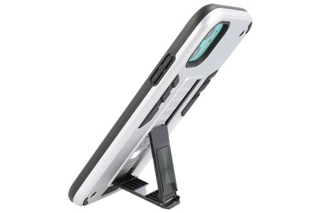 BAOHU Hoesje met Magnetic Stand Hard Case Geschikt voor de iPhone XR - Stand Shockproof Telefoonhoesje - Grip Stand Back Cover - Zilver