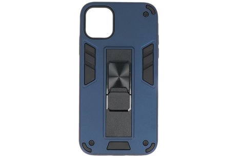 Stand Shockproof Telefoonhoesje - Magnetic Stand Hard Case - Grip Stand Back Cover - Backcover Hoesje voor iPhone XR - Navy