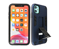 Stand Shockproof Telefoonhoesje - Magnetic Stand Hard Case - Grip Stand Back Cover - Backcover Hoesje voor iPhone XR - Navy