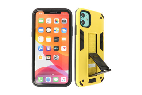 BAOHU Hoesje met Magnetic Stand Hard Case Geschikt voor de iPhone XR - Stand Shockproof Telefoonhoesje - Grip Stand Back Cover - Geel