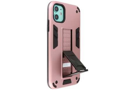 Stand Shockproof Telefoonhoesje - Magnetic Stand Hard Case - Grip Stand Back Cover - Backcover Hoesje voor iPhone XR - Roze