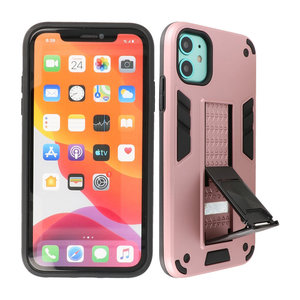 Stand Shockproof Telefoonhoesje - Magnetic Stand Hard Case - Grip Stand Back Cover - Backcover Hoesje voor iPhone XR - Roze