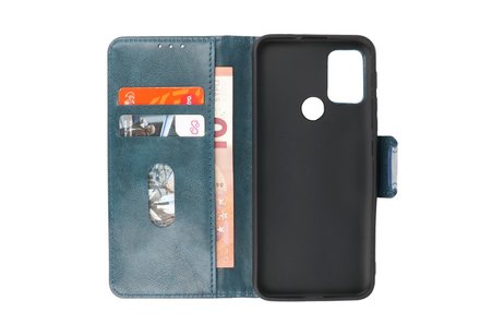 BAOHU Zakelijke Book Case Telefoonhoesje - Portemonnee Hoesje - Pasjeshouder Wallet Case - Geschikt voor Motorola Moto G30 en Moto G10 - Blauw