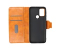 Zakelijke Book Case Telefoonhoesje - Portemonnee Hoesje - Pasjeshouder Wallet Case - Geschikt voor Motorola Moto G30 en Moto G10 - Bruin