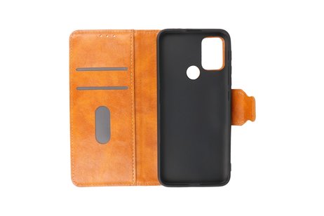 Zakelijke Book Case Telefoonhoesje - Portemonnee Hoesje - Pasjeshouder Wallet Case - Geschikt voor Motorola Moto G30 en Moto G10 - Bruin