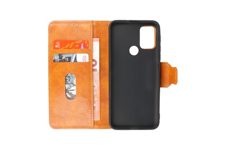 Zakelijke Book Case Telefoonhoesje - Portemonnee Hoesje - Pasjeshouder Wallet Case - Geschikt voor Motorola Moto G30 en Moto G10 - Bruin