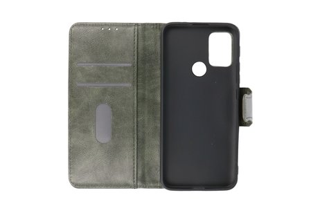BAOHU Zakelijke Book Case Telefoonhoesje - Portemonnee Hoesje - Pasjeshouder Wallet Case - Geschikt voor Motorola Moto G30 en Moto G10 - Donker Groen