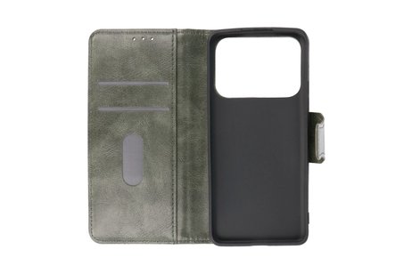 Zakelijke Book Case Telefoonhoesje - Portemonnee Hoesje - Pasjeshouder Wallet Case - Geschikt voor XiaoMi Mi 11 Ultra - Donker Groen