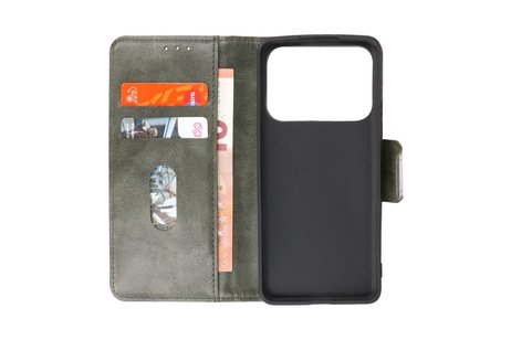 Zakelijke Book Case Telefoonhoesje - Portemonnee Hoesje - Pasjeshouder Wallet Case - Geschikt voor XiaoMi Mi 11 Ultra - Donker Groen