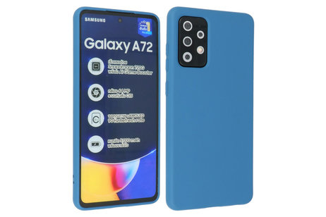 BAOHU Hoesje Geschikt voor de Samsung Galaxy A72 / A72 5G - Fashion Color Backcover Telefoonhoesje - Navy