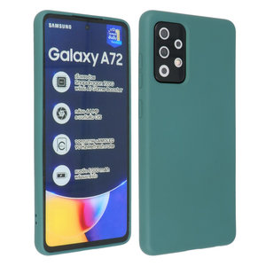 BAOHU Hoesje Geschikt voor de Samsung Galaxy A72 / A72 5G - Fashion Color Backcover Telefoonhoesje - Donker Groen