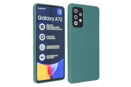 Hoesje Geschikt voor de Samsung Galaxy A72 / A72 5G - Fashion Color Backcover Telefoonhoesje - Donker Groen