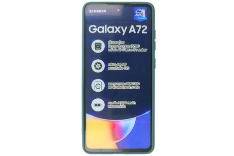 BAOHU Hoesje Geschikt voor de Samsung Galaxy A72 / A72 5G - Fashion Color Backcover Telefoonhoesje - Donker Groen