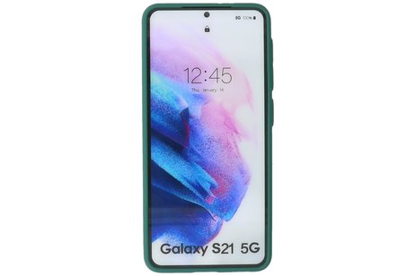 BAOHU Hoesje Geschikt voor de Samsung Galaxy S21 - Hard Case Backcover Telefoonhoesje - Donker Groen