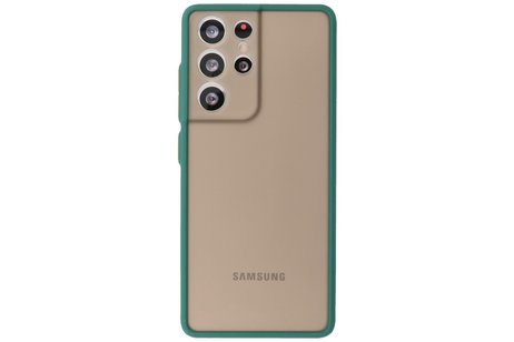 BAOHU Hoesje Geschikt voor de Samsung Galaxy S21 Ultra - Hard Case Backcover Telefoonhoesje - Donker Groen