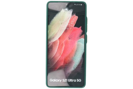 BAOHU Hoesje Geschikt voor de Samsung Galaxy S21 Ultra - Hard Case Backcover Telefoonhoesje - Donker Groen