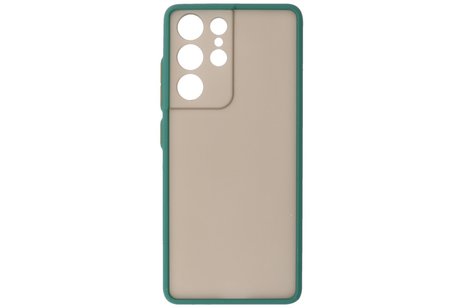 BAOHU Hoesje Geschikt voor de Samsung Galaxy S21 Ultra - Hard Case Backcover Telefoonhoesje - Donker Groen