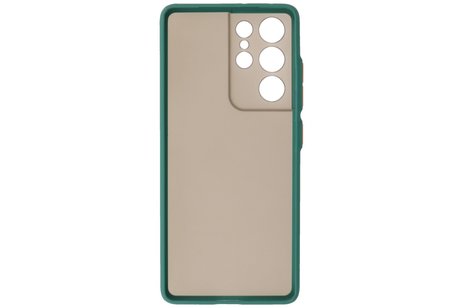 BAOHU Hoesje Geschikt voor de Samsung Galaxy S21 Ultra - Hard Case Backcover Telefoonhoesje - Donker Groen