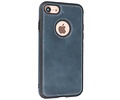 BAOHU - Lederen Hoesje Backcover - Geschikt voor iPhone SE 2020 - iPhone 8 - iPhone 7 - Navy