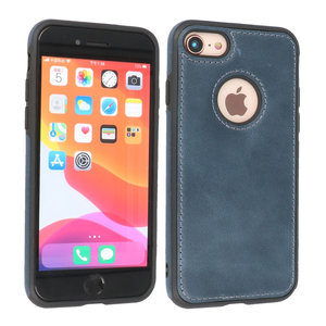 BAOHU BAOHU - Lederen Hoesje Backcover - Geschikt voor iPhone SE 2020 - iPhone 8 - iPhone 7 - Navy