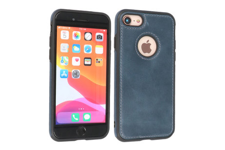BAOHU BAOHU - Lederen Hoesje Backcover - Geschikt voor iPhone SE 2020 - iPhone 8 - iPhone 7 - Navy
