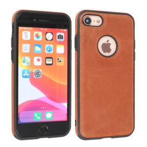 BAOHU BAOHU - Lederen Hoesje Backcover - Geschikt voor iPhone SE 2020 - iPhone 8 - iPhone 7 - Cognac
