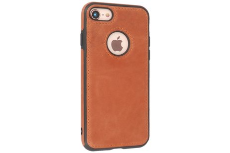 BAOHU - Lederen Hoesje Backcover - Geschikt voor iPhone SE 2020 - iPhone 8 - iPhone 7 - Cognac