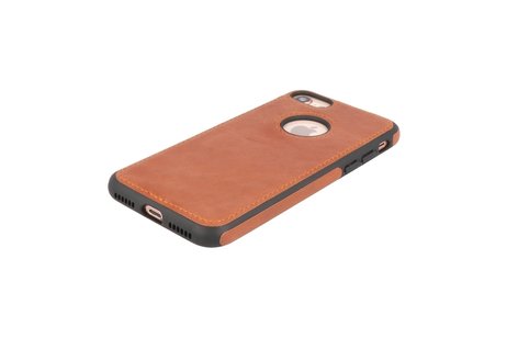 BAOHU - Lederen Hoesje Backcover - Geschikt voor iPhone SE 2020 - iPhone 8 - iPhone 7 - Cognac