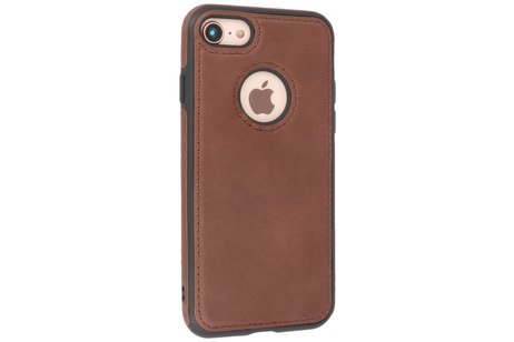 BAOHU BAOHU - Lederen Hoesje Backcover - Geschikt voor iPhone SE 2020 - iPhone 8 - iPhone 7 - Mocca