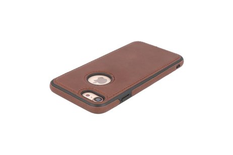 BAOHU BAOHU - Lederen Hoesje Backcover - Geschikt voor iPhone SE 2020 - iPhone 8 - iPhone 7 - Mocca