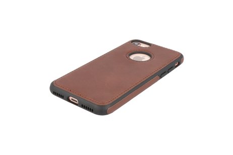 BAOHU BAOHU - Lederen Hoesje Backcover - Geschikt voor iPhone SE 2020 - iPhone 8 - iPhone 7 - Mocca