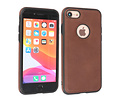 BAOHU BAOHU - Lederen Hoesje Backcover - Geschikt voor iPhone SE 2020 - iPhone 8 - iPhone 7 - Mocca