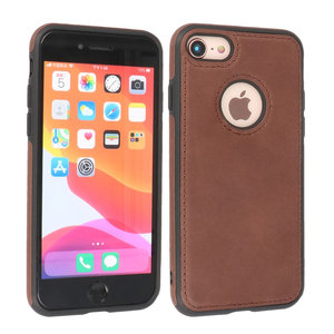 BAOHU BAOHU - Lederen Hoesje Backcover - Geschikt voor iPhone SE 2020 - iPhone 8 - iPhone 7 - Mocca