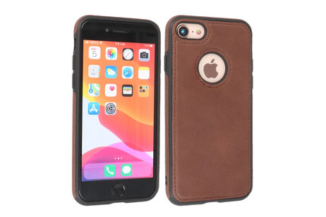 BAOHU - Lederen Hoesje Backcover - Geschikt voor iPhone SE 2020 - iPhone 8 - iPhone 7 - Mocca