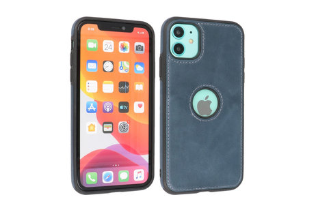 BAOHU BAOHU - Lederen Hoesje Backcover - Geschikt voor iPhone 11 - Navy