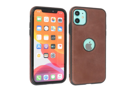 BAOHU BAOHU - Lederen Hoesje Backcover - Geschikt voor iPhone 11 - Mocca