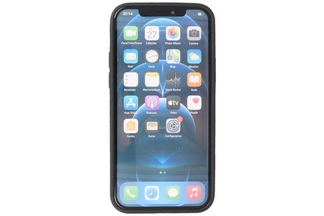 BAOHU - Lederen Hoesje Backcover - Geschikt voor iPhone 12 - iPhone 12 Pro - Zwart