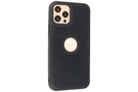 BAOHU - Lederen Hoesje Backcover - Geschikt voor iPhone 12 - iPhone 12 Pro - Zwart