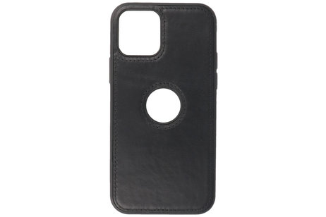 BAOHU - Lederen Hoesje Backcover - Geschikt voor iPhone 12 - iPhone 12 Pro - Zwart