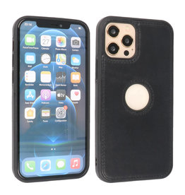 BAOHU BAOHU Lederen Hoesje Backcover iPhone 12 - 12 Pro Zwart