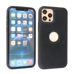 BAOHU BAOHU - Lederen Hoesje Backcover - Geschikt voor iPhone 12 - iPhone 12 Pro - Zwart