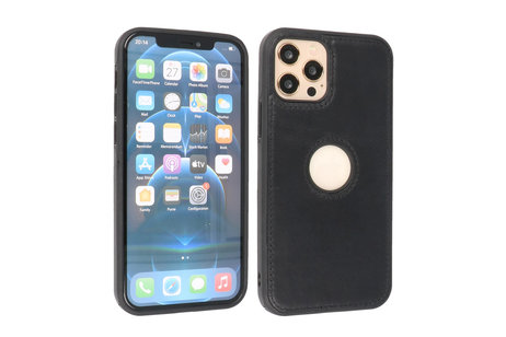 BAOHU - Lederen Hoesje Backcover - Geschikt voor iPhone 12 - iPhone 12 Pro - Zwart