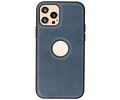 BAOHU - Lederen Hoesje Backcover - Geschikt voor iPhone 12 - iPhone 12 Pro - Navy