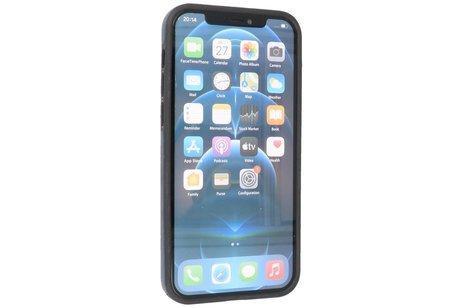 BAOHU - Lederen Hoesje Backcover - Geschikt voor iPhone 12 - iPhone 12 Pro - Navy