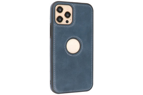 BAOHU BAOHU - Lederen Hoesje Backcover - Geschikt voor iPhone 12 - iPhone 12 Pro - Navy