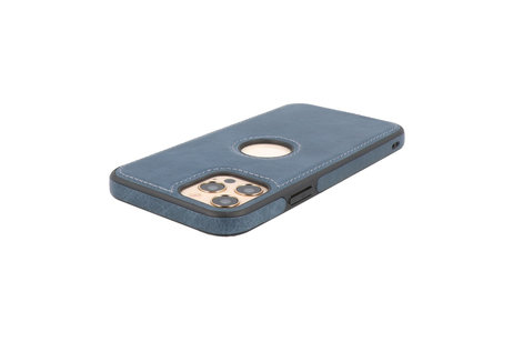 BAOHU BAOHU - Lederen Hoesje Backcover - Geschikt voor iPhone 12 - iPhone 12 Pro - Navy