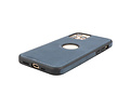 BAOHU - Lederen Hoesje Backcover - Geschikt voor iPhone 12 - iPhone 12 Pro - Navy