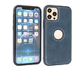 BAOHU BAOHU - Lederen Hoesje Backcover - Geschikt voor iPhone 12 - iPhone 12 Pro - Navy